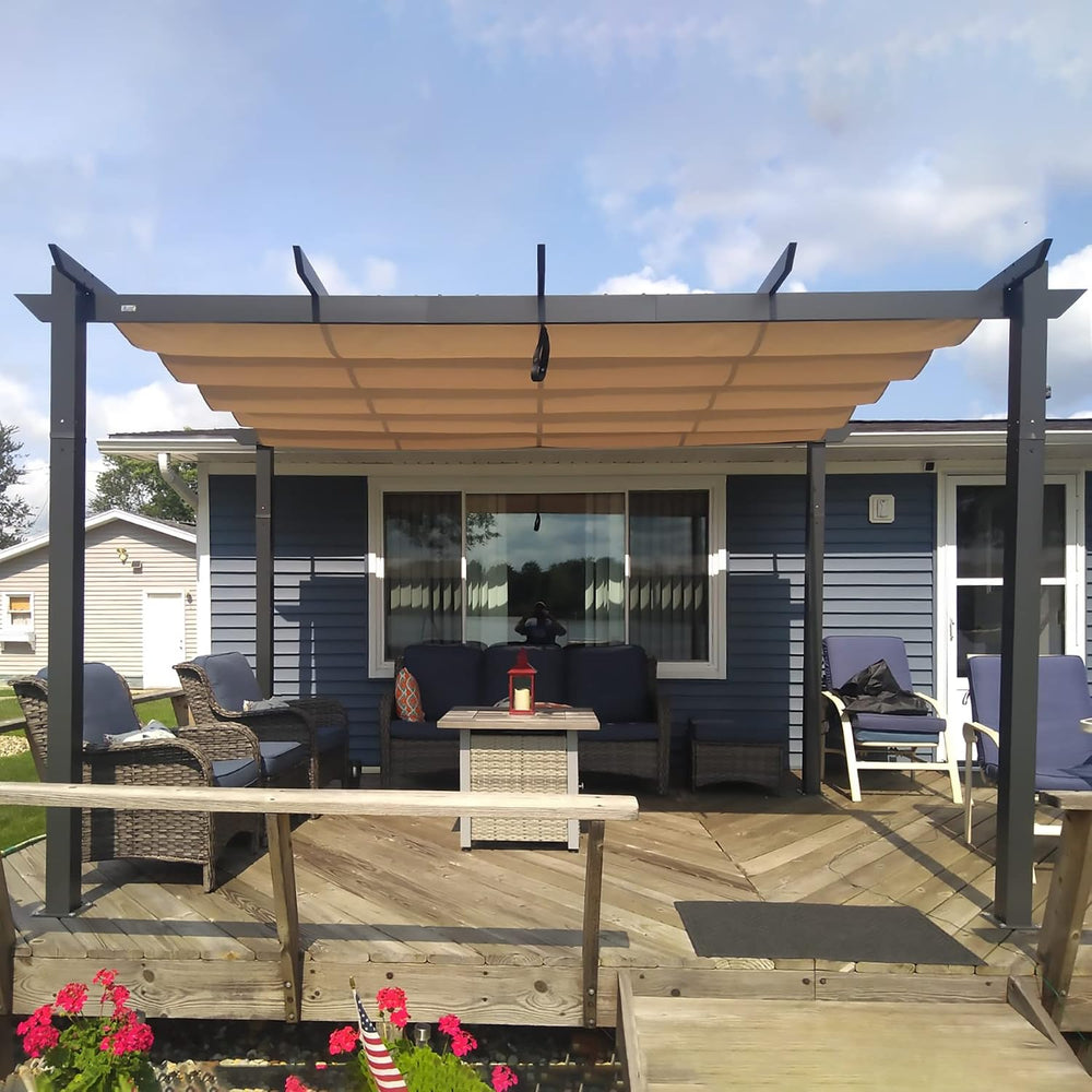 Domi Outdoor Living 10’ X 13’ Outdoor Retractable Pergola with Weather-Resist...