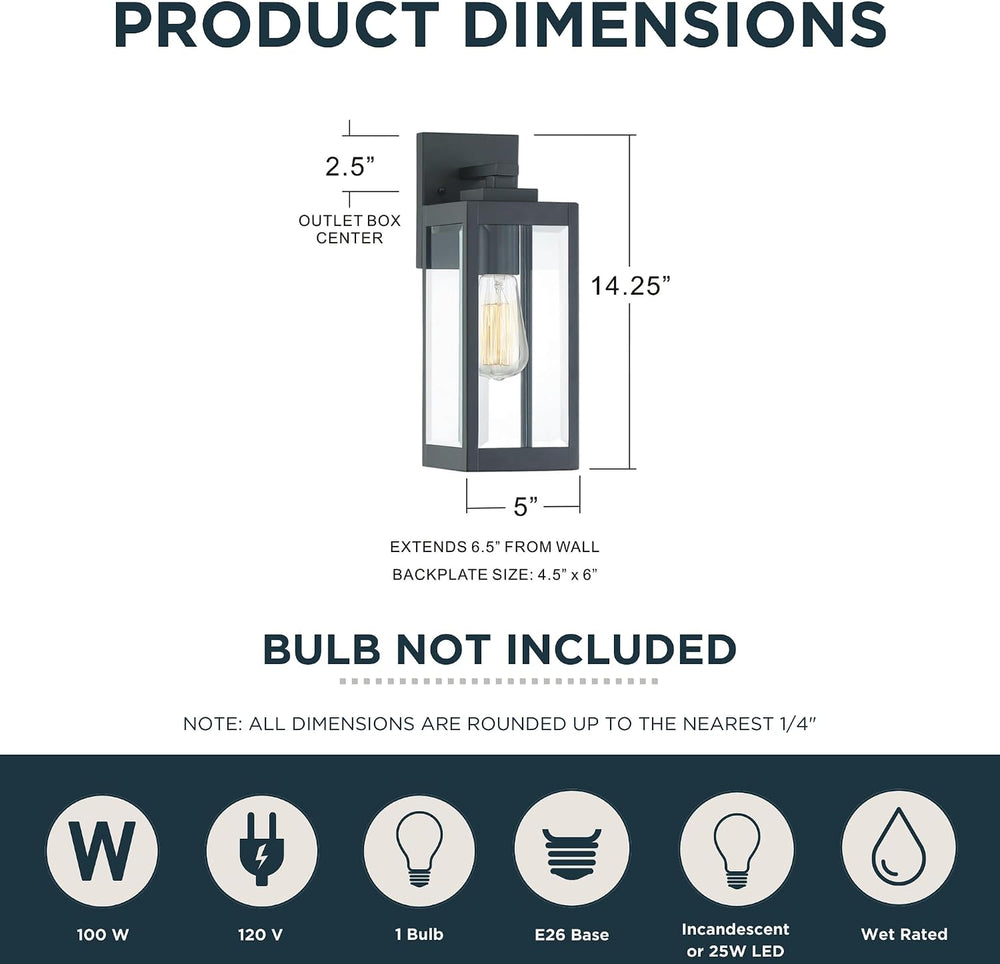 Quoizel Westover 14" Outdoor Wall Lantern, Earth Black