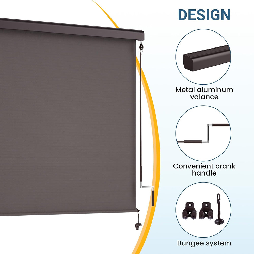 Integrated 4'W x 6'H Outdoor Roller Shade for Sun & Privacy Prote...