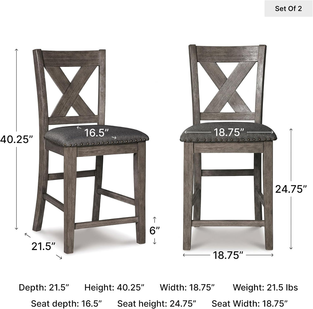 Signature Design by Ashley Caitbrook X-Back Bar Stools Set of 2, Gray