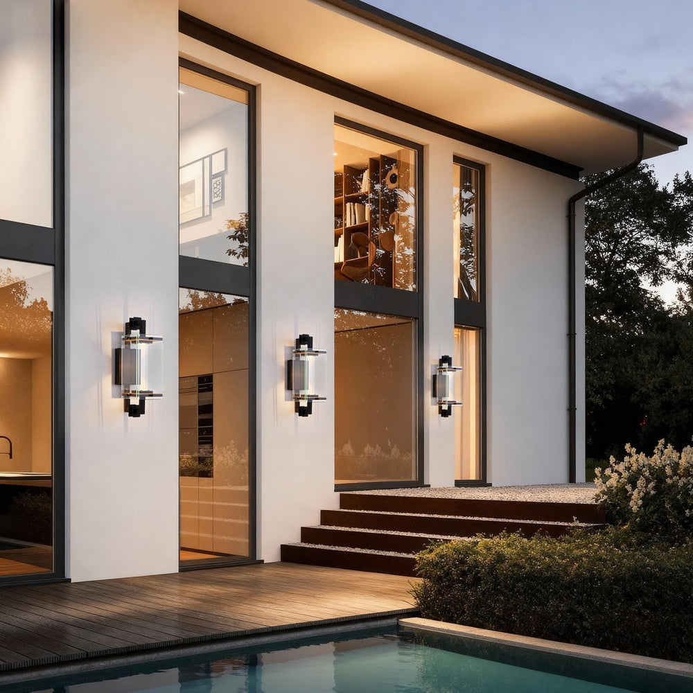 Modern Black Patio Wall light Fixture LED Warm 3000K Triac Dimmable