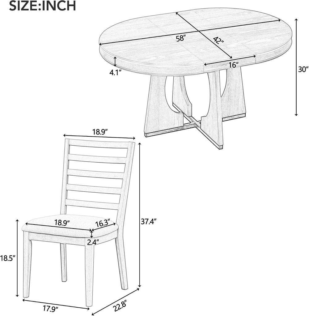 Knocbel Extendable Round Dining Table Set for 4-6, Round Dining Table with 4 ...