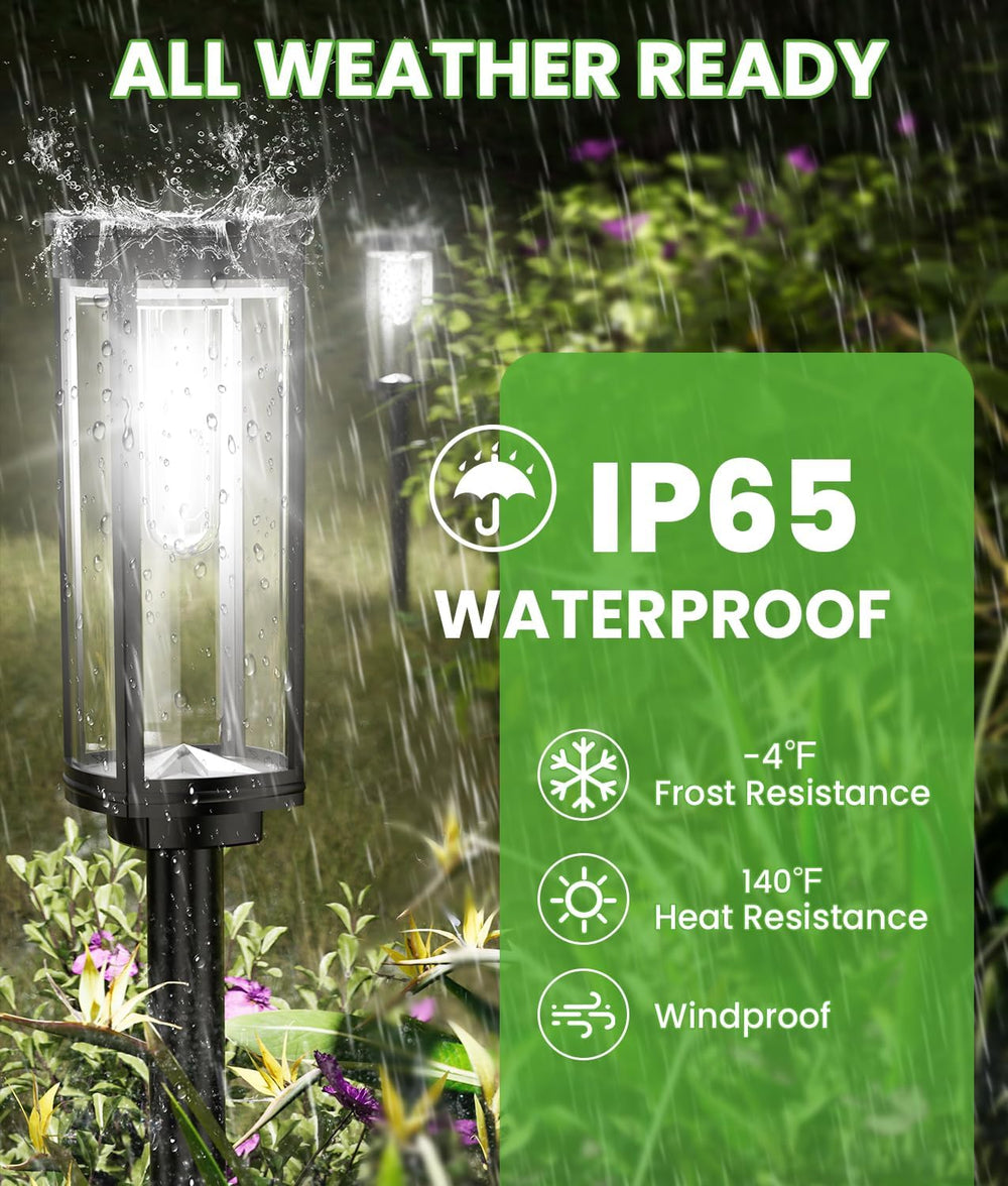BITPOTT Bright Solar Pathway Lights, 12 Pack Solar Garden Lights Outdoor Wate...