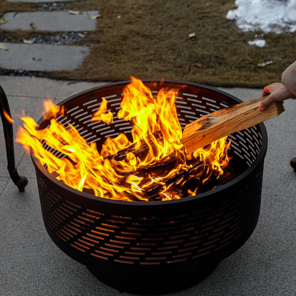 OutVue 26 Inch Wood Burning Fire Pits with Grill & Lid