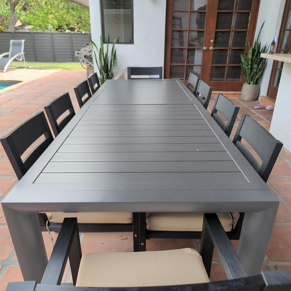 PURPLE LEAF Patio Dining Table for 10, All Aluminum Frame Height Adjustable