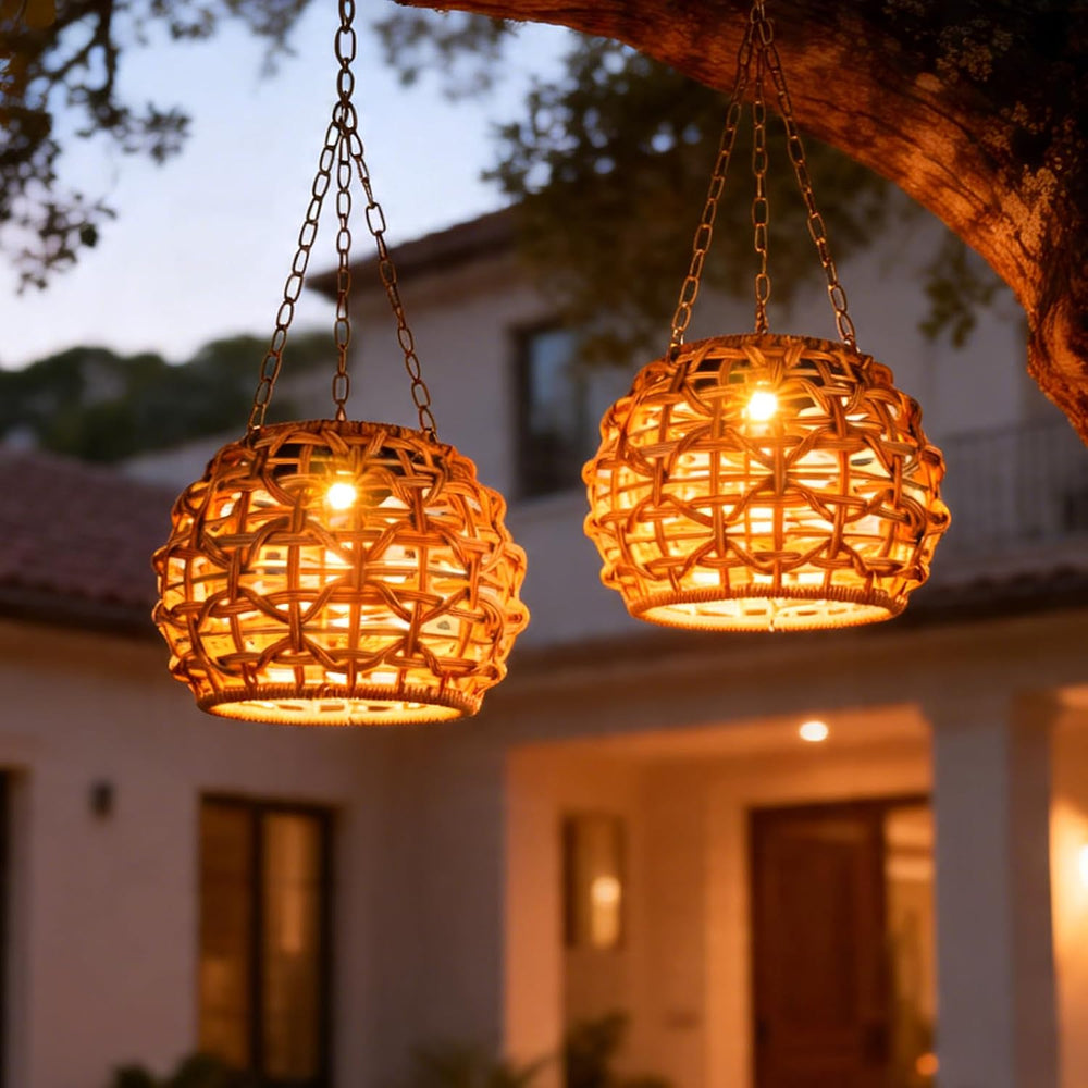 2 Pack Solar Lanterns Outdoor Waterproof, Hanging Solar Lights for Outside wi...