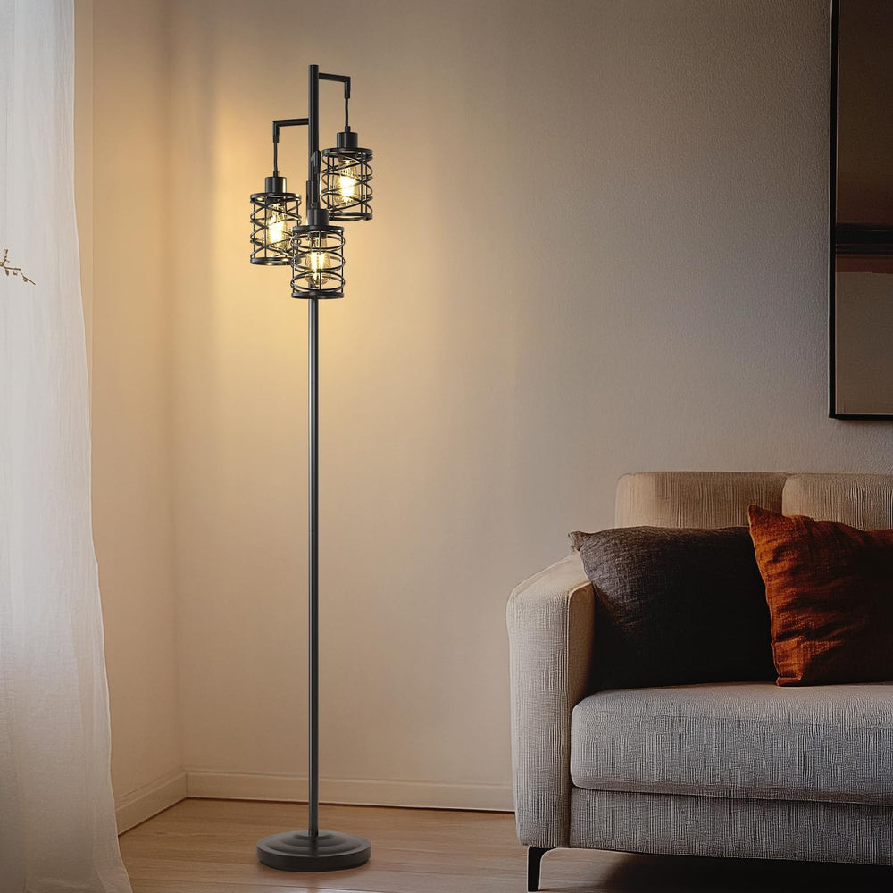 Oneach 70" Industrial Floor Lamp, Stepless Dimmable Standing Lamp with 3...