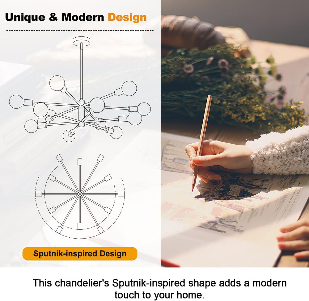 11"-52" Height Adjustable Modern Chandelier Ceiling Light Fixture, ...