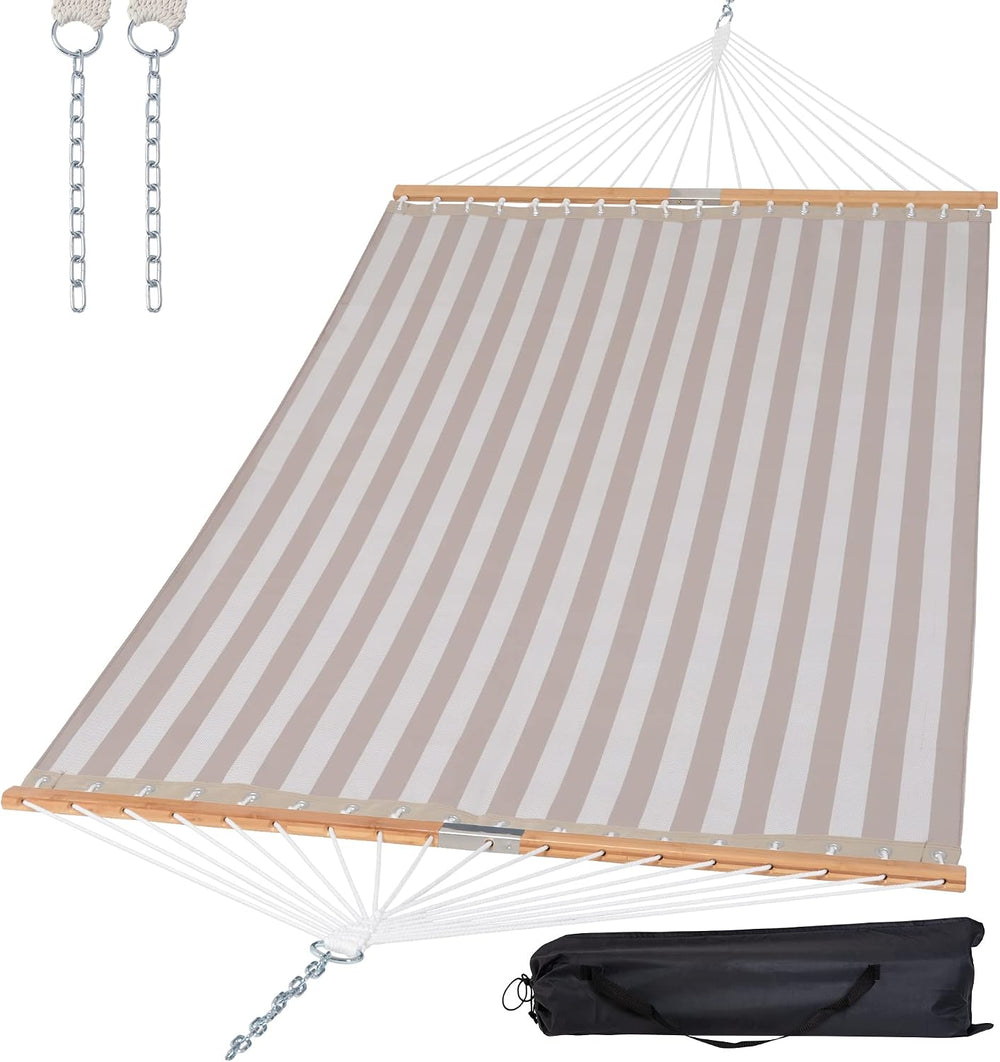 SUNCREAT Hammocks 14 FT Quick Dry Hammock Double Size, Light Gray Stripes