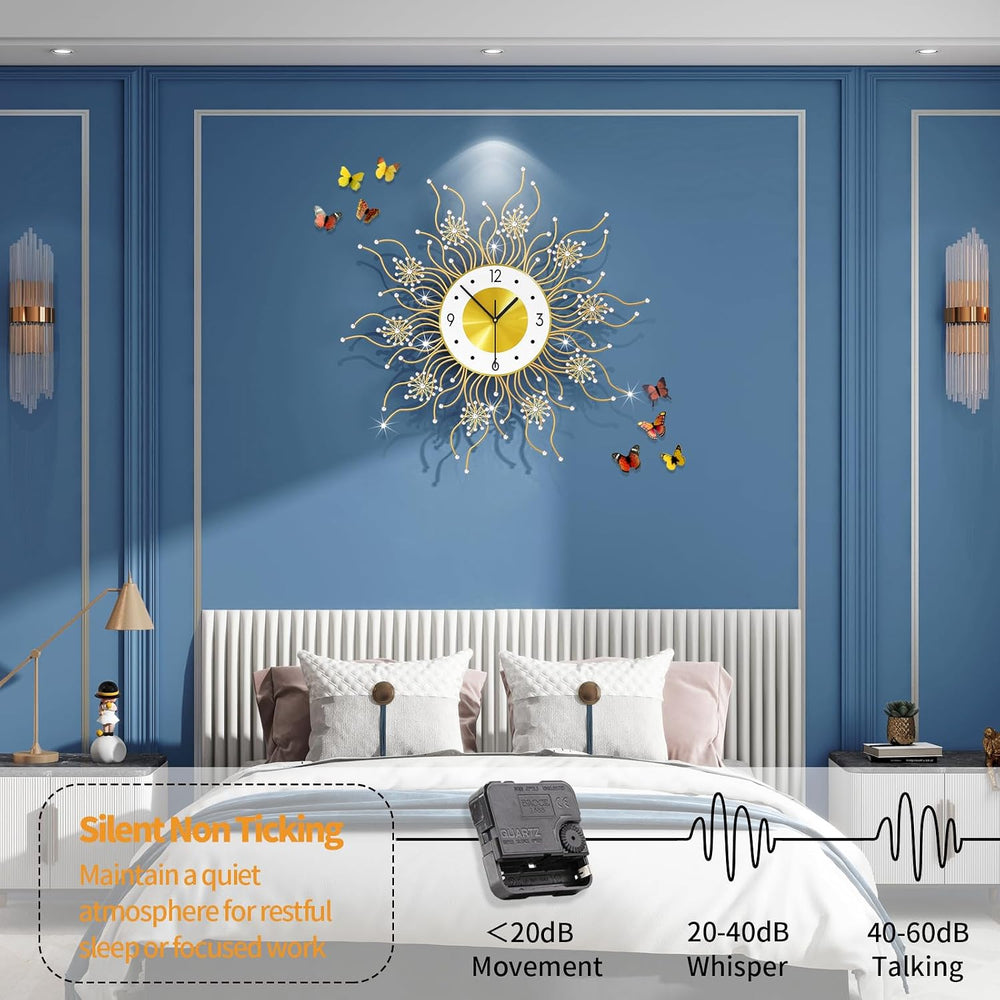 FLEBLE Decorative Large Wall Clocks Modern Clock Silent Battery Operated
