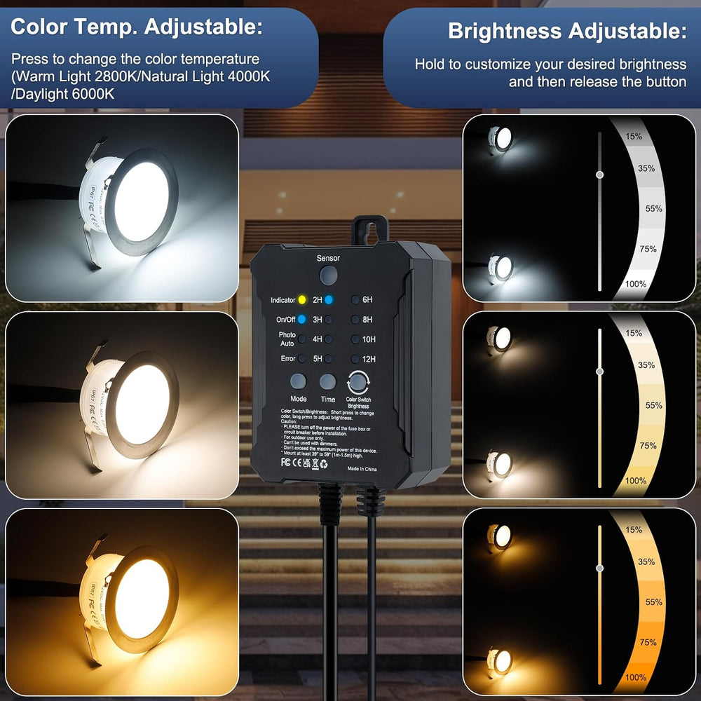 Low Voltage Deck Lights Recessed Kit with Transformer Dimmable Timer and Phot...