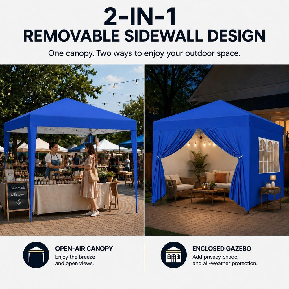 Yaheetech 10x10 Pop Up Canopy Tent with 4 Removable Sidewalls, Blue