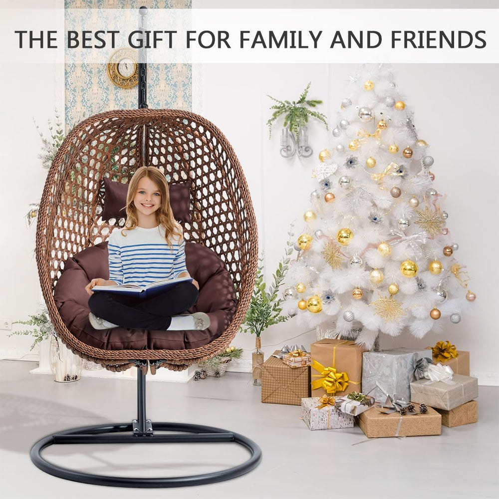 JUFU Egg Chair with Stand, Indoor and Covered Outdoor Hanging Egg Swing Chair...