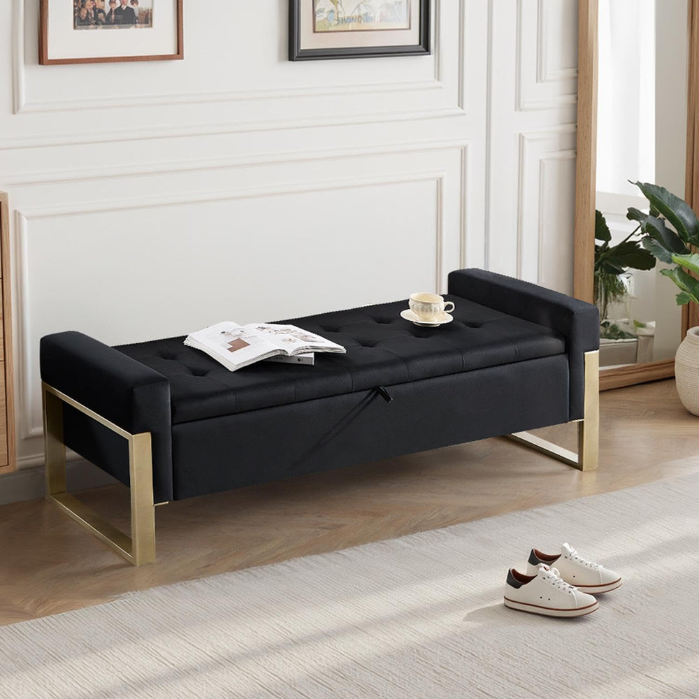 End of Bed Storage Bench, 67'' Benches for Bedroom Foot of Bed King S...