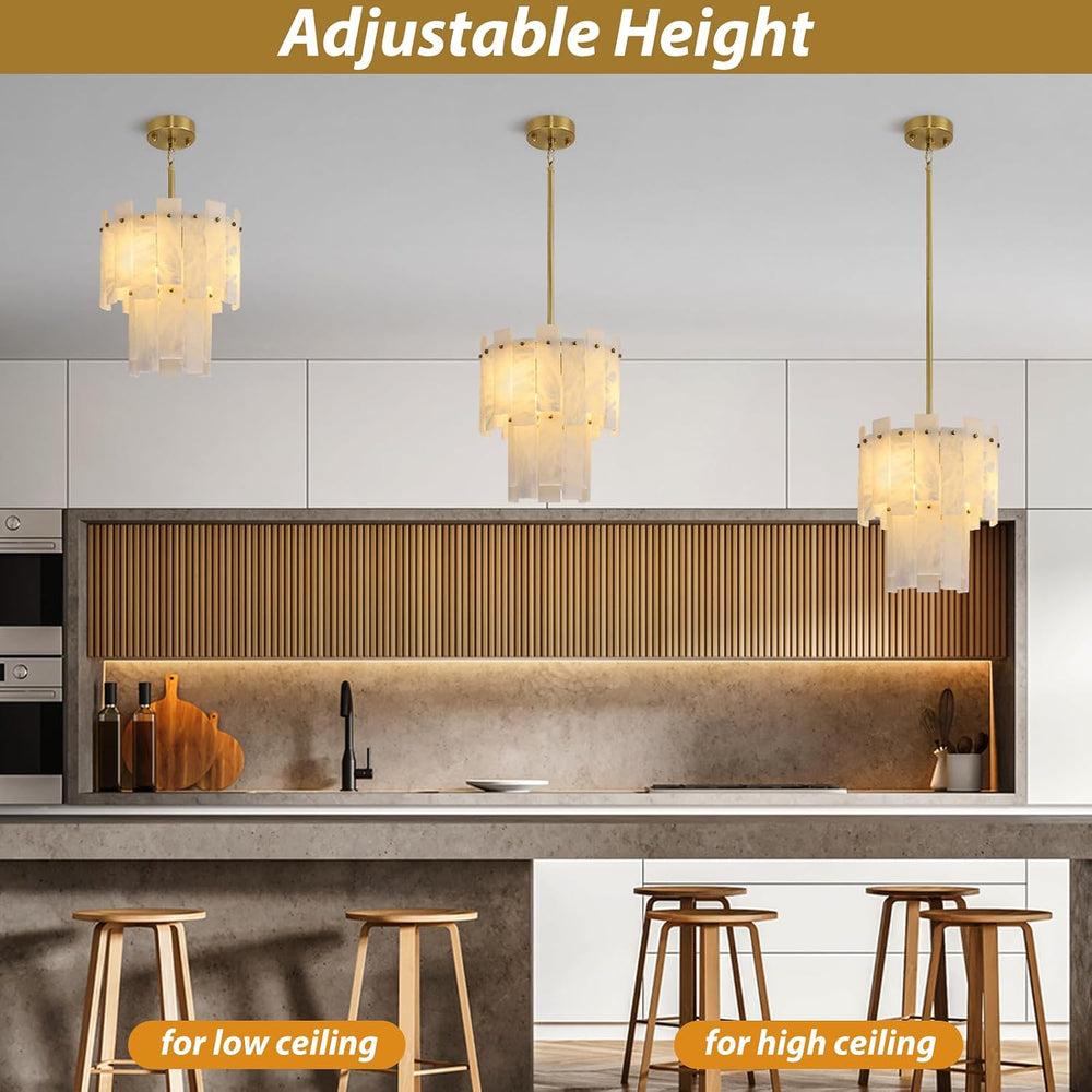 Alabaster Round Chandelier, 2-Tier Spanish Alabaster Chandeliers, Warm White,...