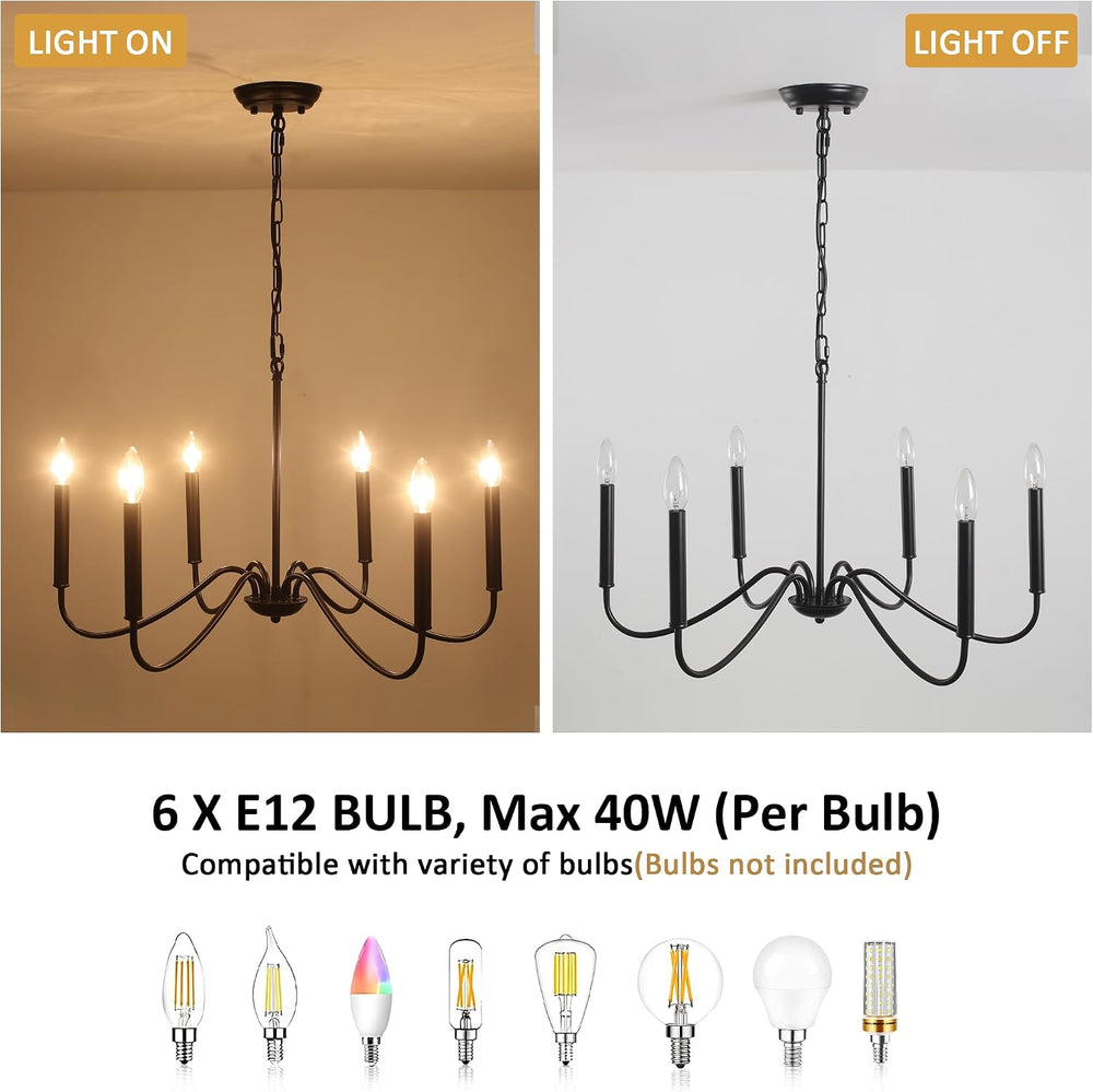 Black Chandelier- Modern Farmhouse Chandelier Dining Room Light Fixture