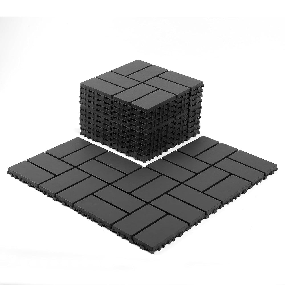 Plastic Interlocking Deck Tiles, 44 Pack, 12" x 12" Waterproof Indo...