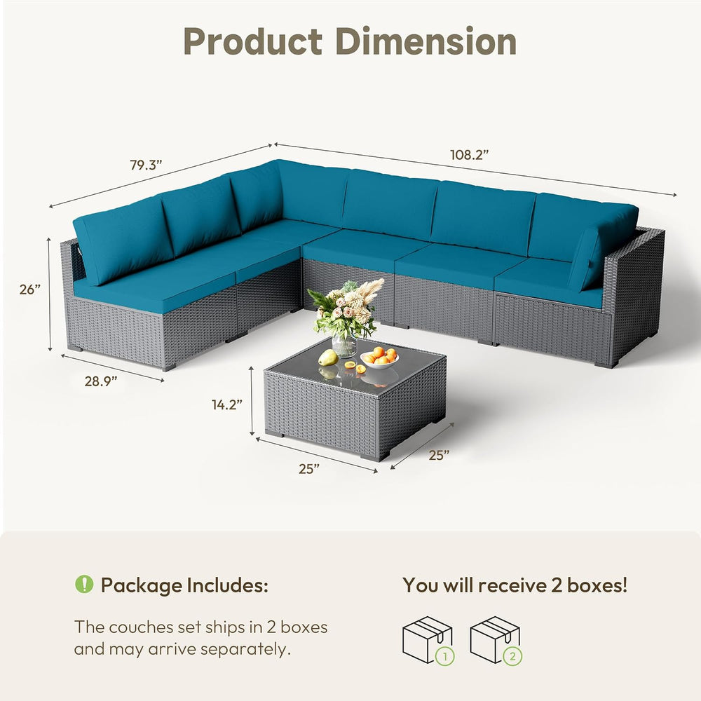 Patio Furniture Set - All-Weather - 7 Piece Patio Outdoor Conversation Set, M...