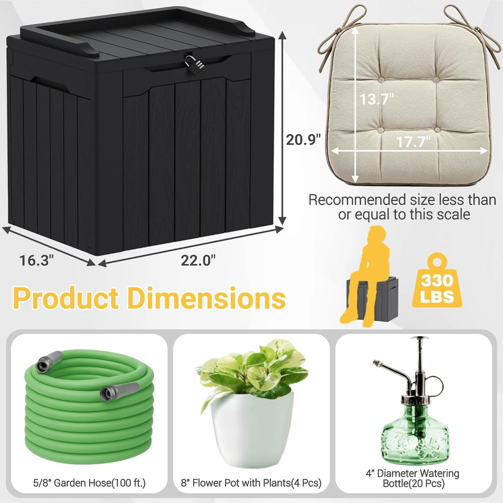 Greesum Outdoor Storage Box 31 Gallon Storage Box with Lid for Patio Furnitur...