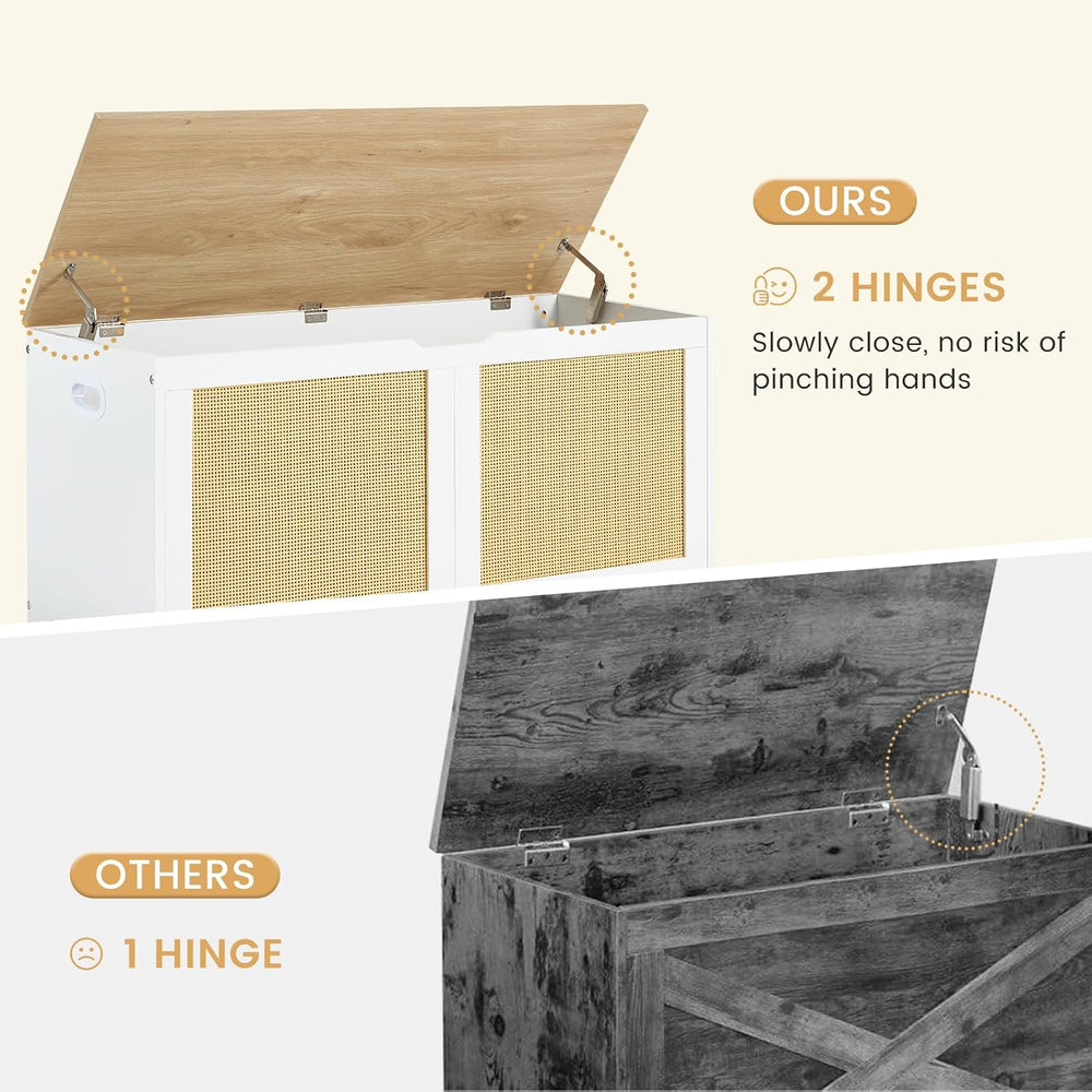 EROMMY 39.4" Storage Chest with 2 Safety Hinges, Rattan Storage Bench, S...