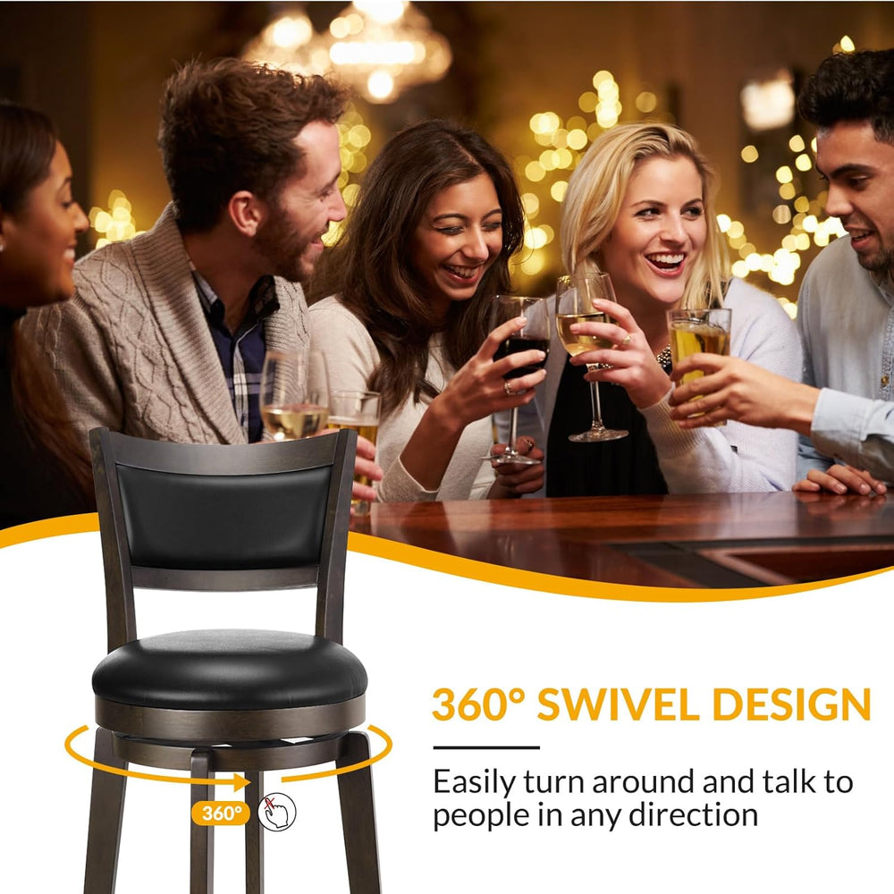 PrimeZone Swivel Bar Stools Set of 8, 24 Inch Counter Height Barstools