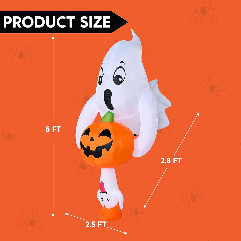 Joiedomi 6 FT Halloween Inflatable Ghost & Pumpkin, Outdoor Blow Up Windo...