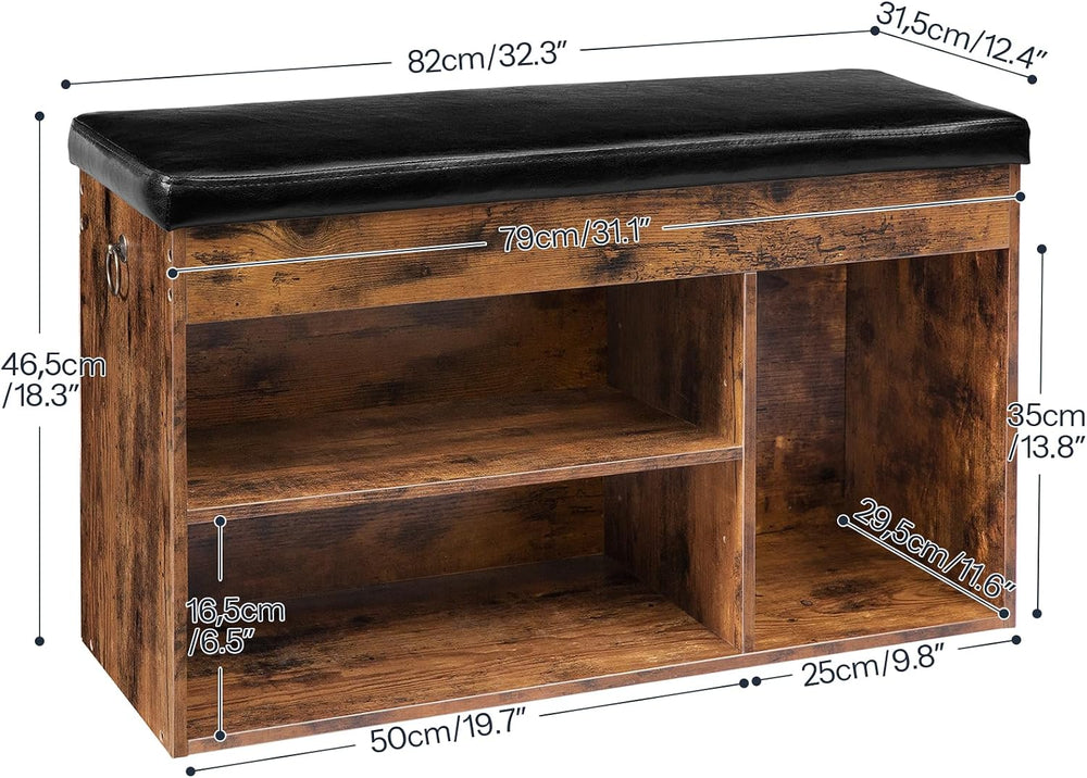 HOOBRO Shoe Storage Bench with Cushion, 32.3'' Entryway Bench with Li...