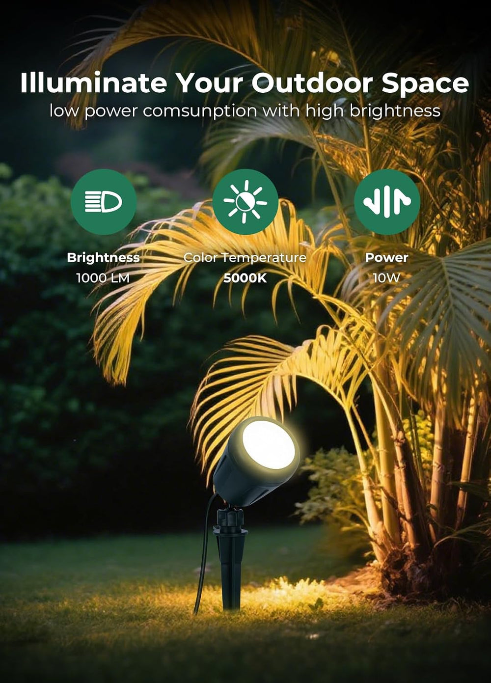Christmas Spotlights Outdoor, 120V Plug-in Halloween Spot Light, 5000K LED La...