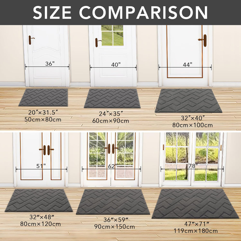 hicorfe Front Door Mat Outside Entrance,32"x40" Absorbent Muddy Dir...