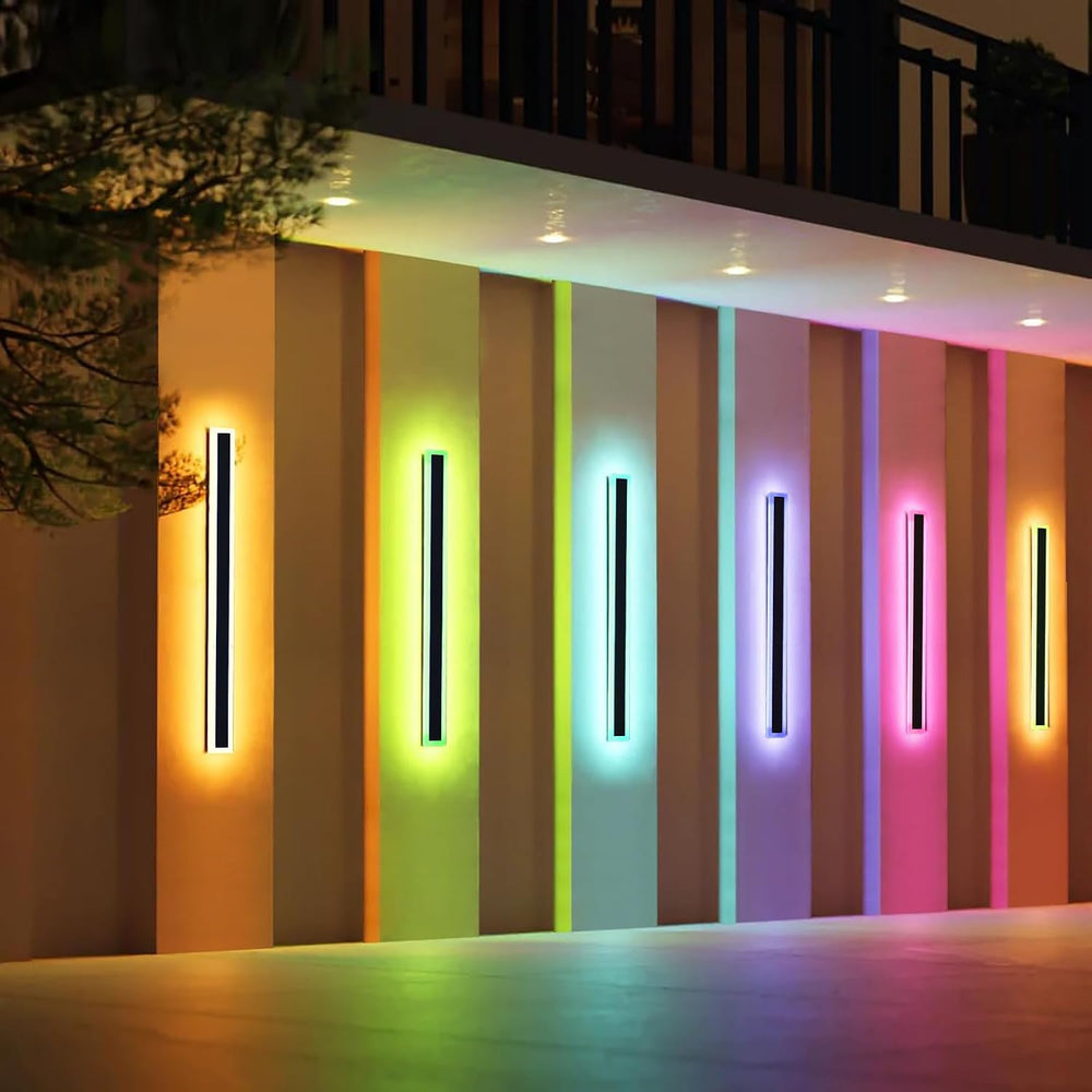 23.6inch Outdoor Modern Wall Light, 10 Colour RGB Dimmable Long Wall Sconce, ...