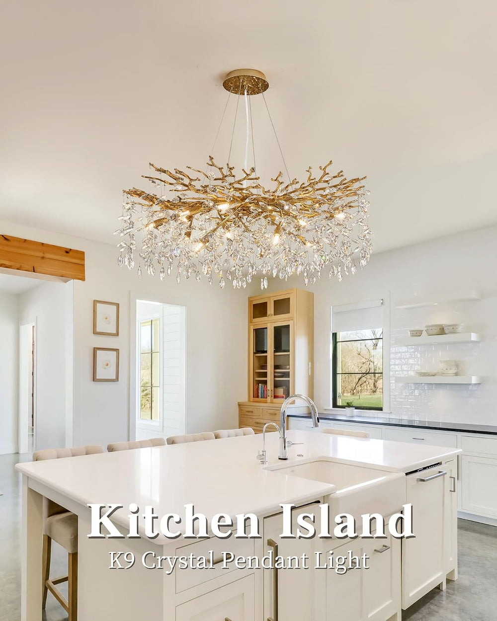 Modern Tree Branch Crystal Chandelier Luxury Gold Crystal Pendant Lighting 40...