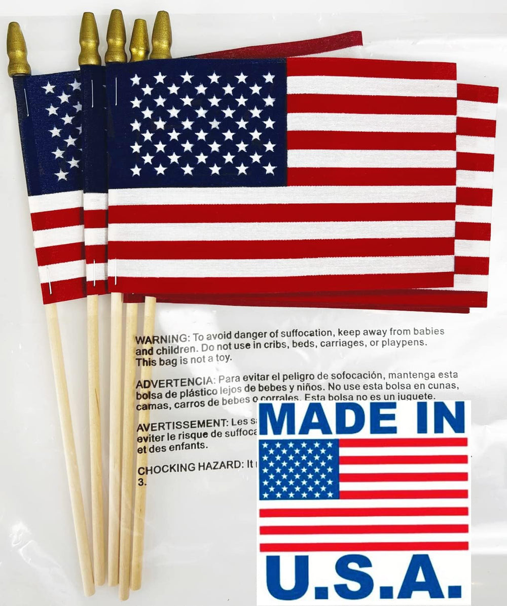 GIFTEXPRESS 12-Pack 12x18" American Stick Flags – Made in USA, Handheld ...