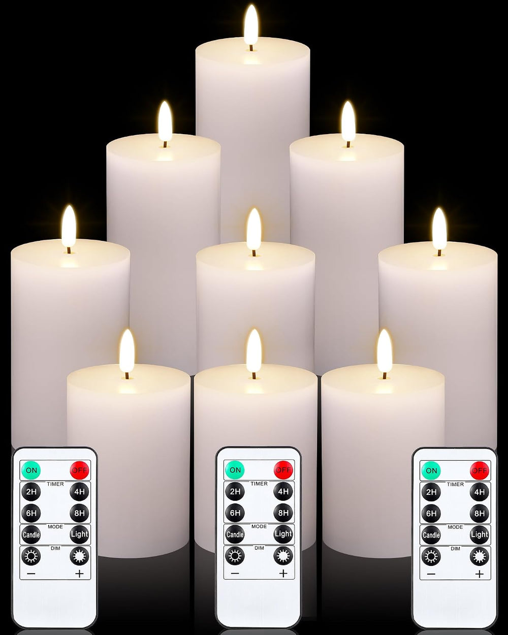 VIHOSE 9 Pack White Flameless Candles Set with Remote and Timer Flickering Fl...