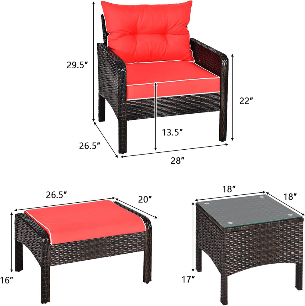 DORTALA 5 Pieces Patio Furniture Set, Outdoor Rattan Conversation Set with Cu...