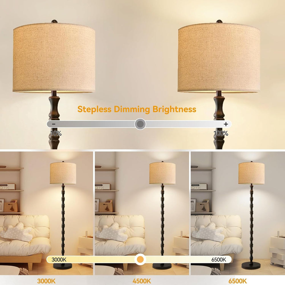 Wood Floor Lamps for Living Room Rattan Floor Lamp with Remote Control& 3...