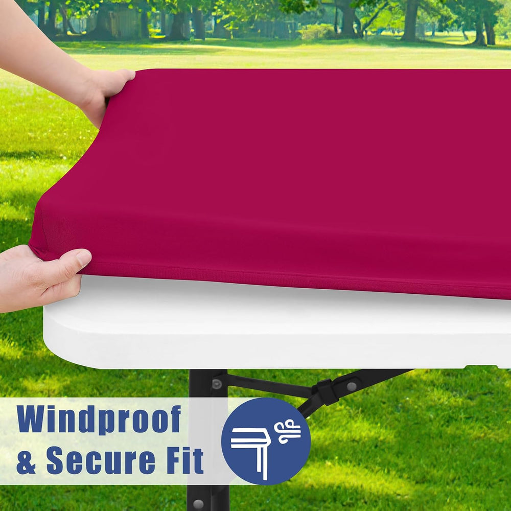 Moosfor 4 Pack Rectangle Spandex Fitted Table Cloth, 6FT Elastic Tablecloth