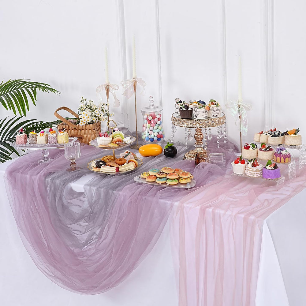 Grey Tulle Table Runner 120inch Fabric Seasonal Halloween Kitchen Desktop