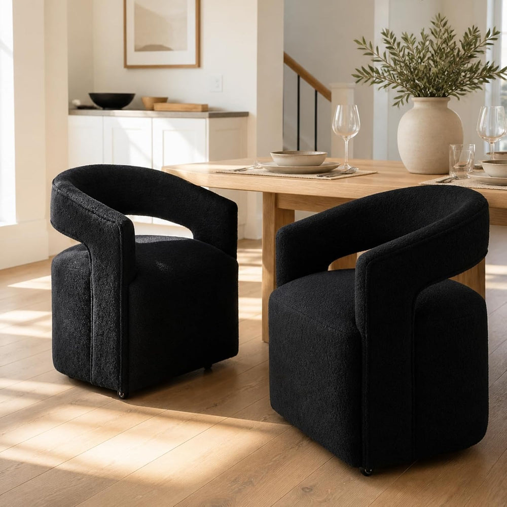 LukeAlon Sherpa Dining Chairs Set of 4, Modern 360° Swivel Kitchen Chairs wit...