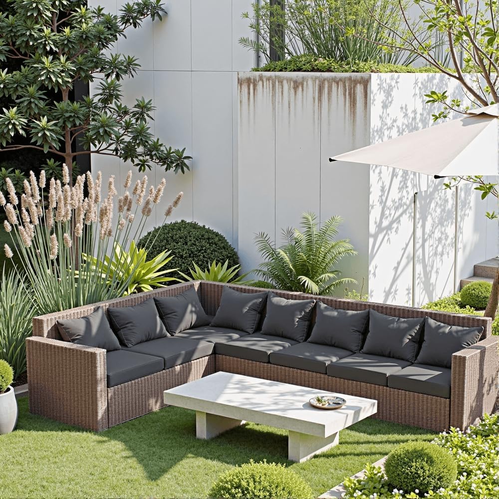 PatioGlow Outdoor Seat Cushion Set 24 x 24 x 4 Inch, Waterproof & Fade Re...