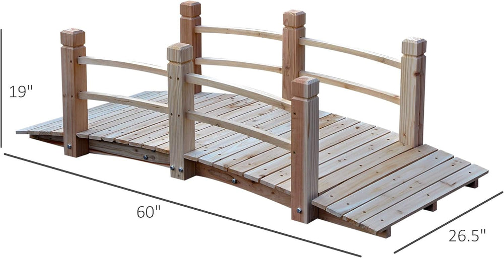 Outsunny Fir Wood Garden Bridge Arc Walkway 60" x 26.5" x 19" ...