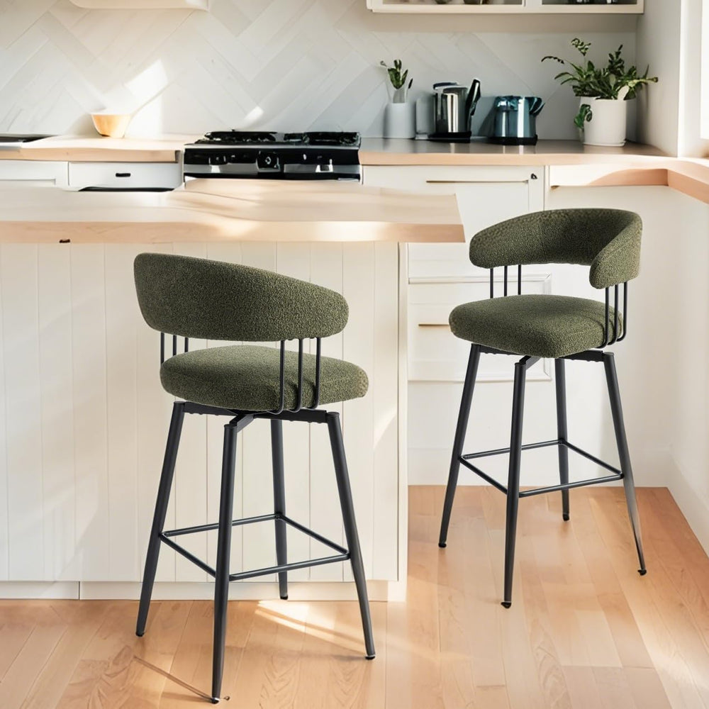 Glitzhome Swivel Bar Stools Set of 2, 31.5 Inch Seat Height Modern Mid Centur...