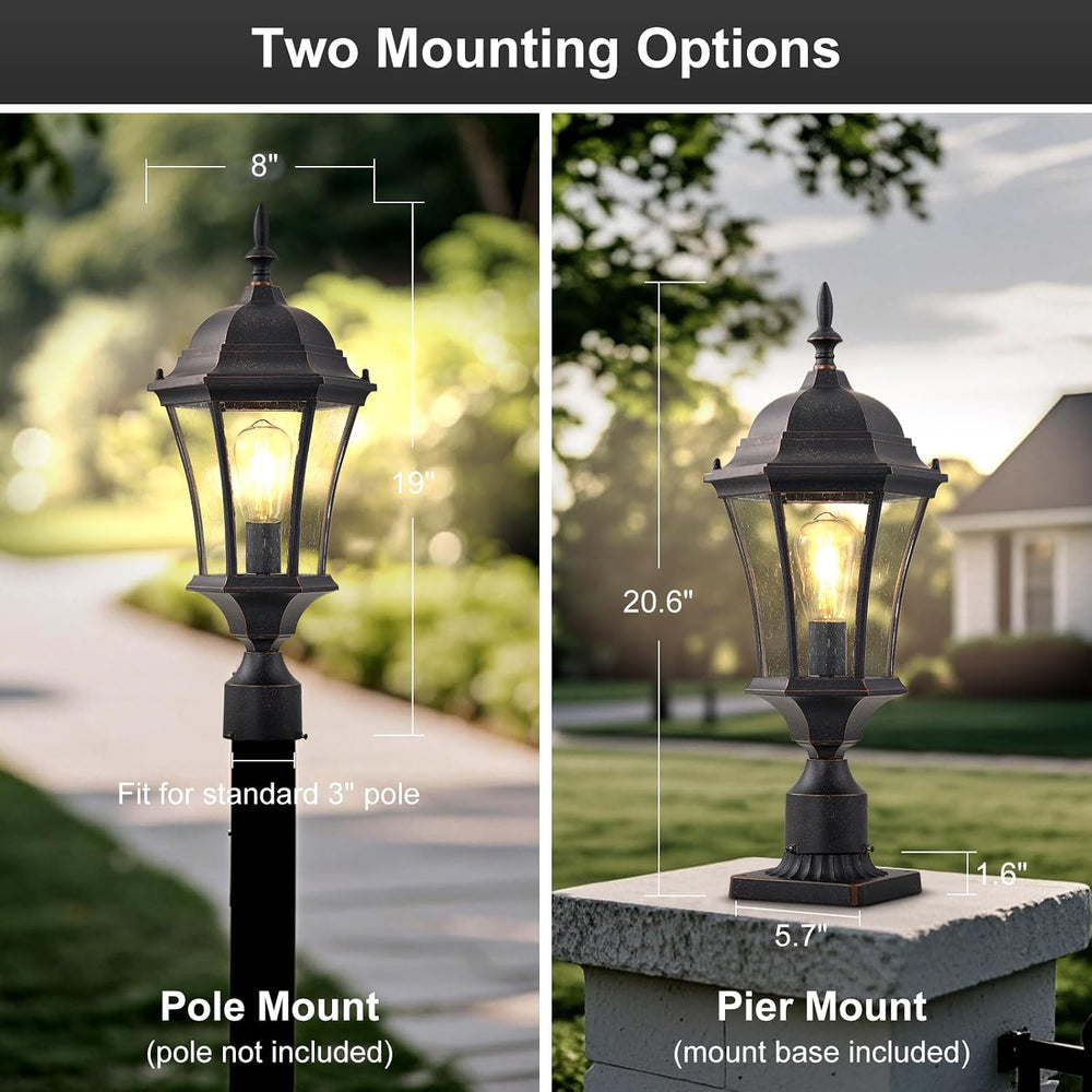 Cast Aluminum 24" Large Outdoor Post Light with 3" Pier Mount, Bron...