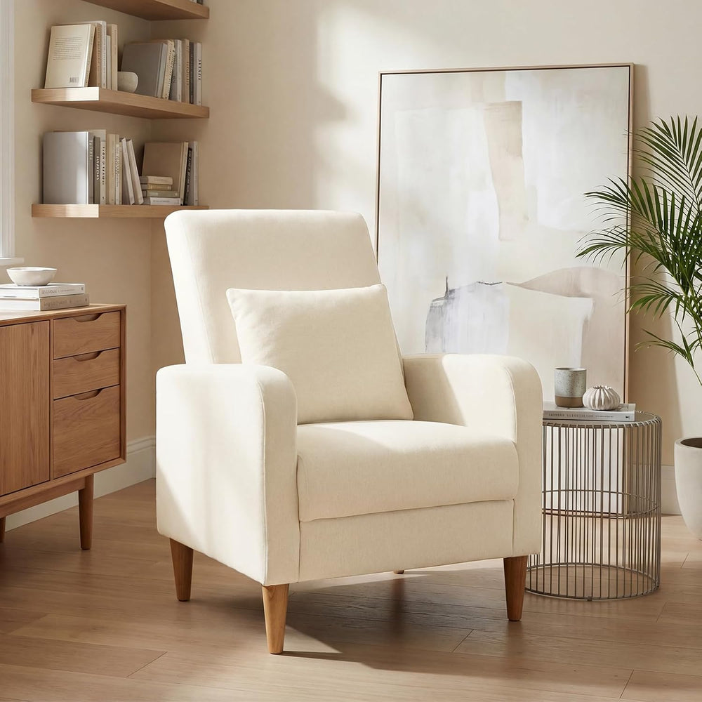 COLAMY Mid-Century Modern Upholstered Accent Chair with Back Pillow & Sol...