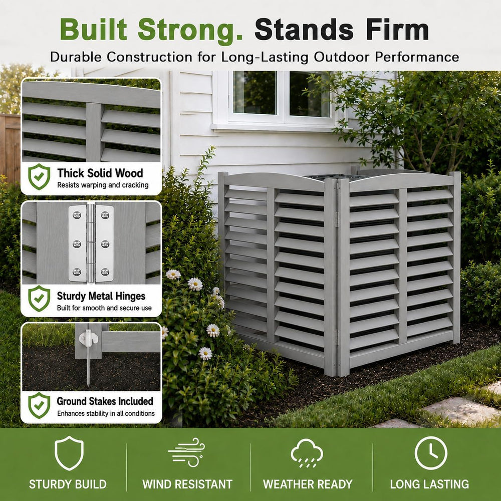 32" W x 38" H Air Conditioner Fence, 3 Panel Trash Can Fence Screen...