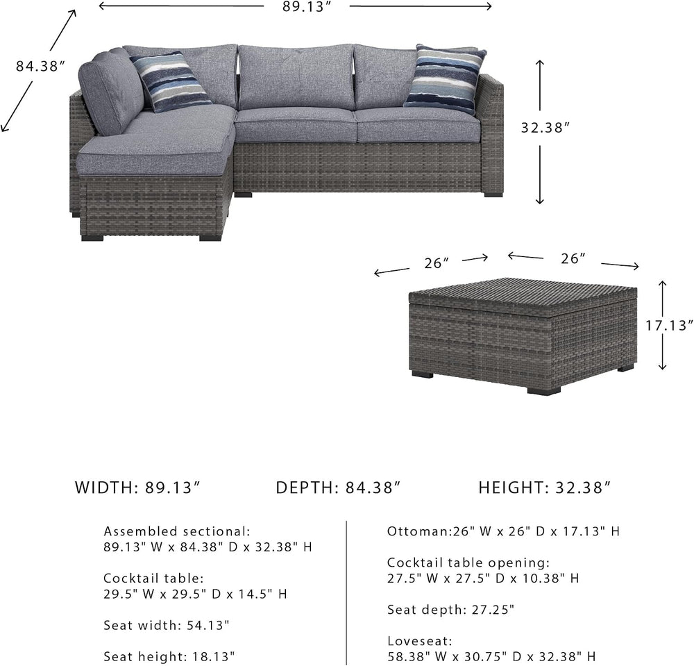 Signature Design by Ashley Petal Road 4-Piece Outdoor Patio Furniture Set, Mo...