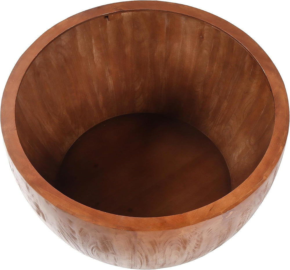 31.50" Vintage Style Bucket Shaped Coffee Table, Drum Coffee Table for O...