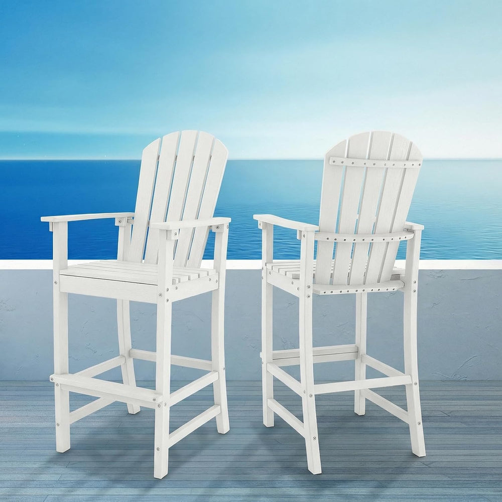 GIANTEX Set of 2 HDPE Outdoor Bar Stools, All Weather Tall Adirondack Chair w...