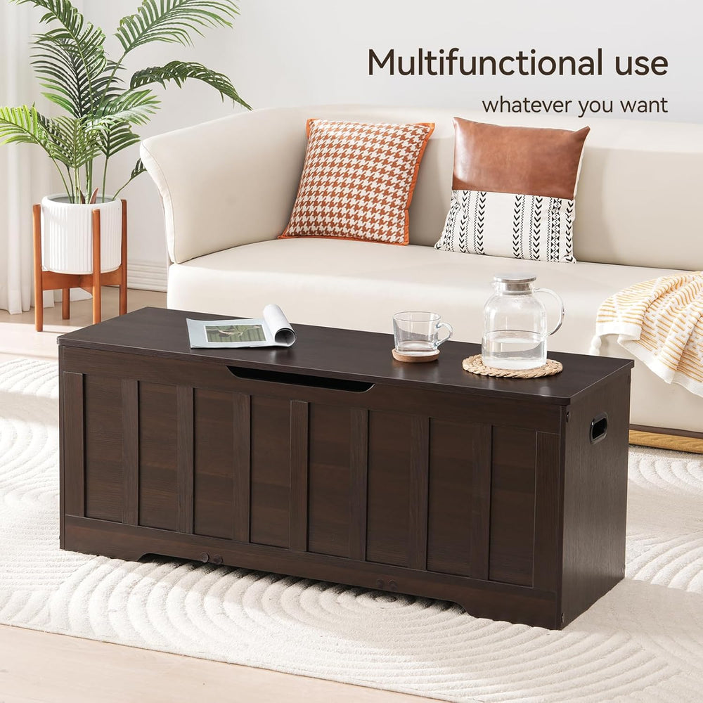 VANKILEY 47.2" Storage Chest Extra Large,Wooden Storage Trunk(Espresso)
