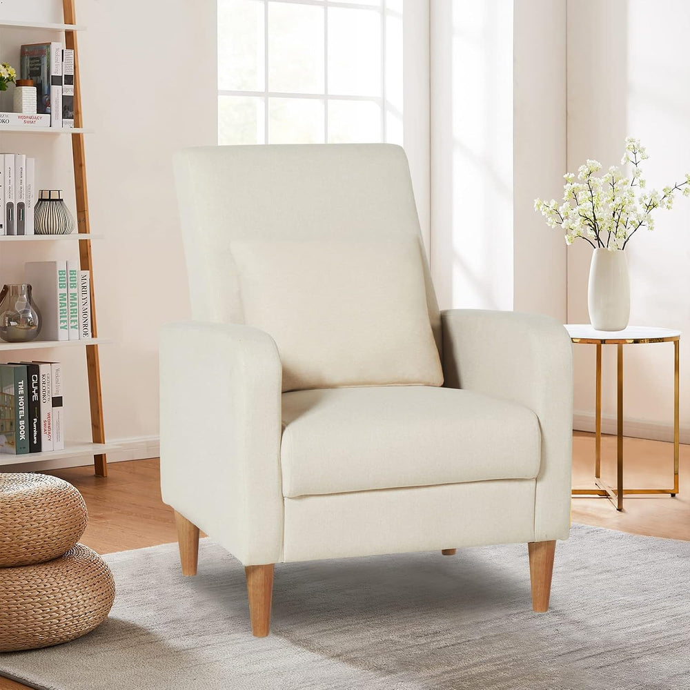 COLAMY Mid-Century Modern Upholstered Accent Chair with Back Pillow & Sol...