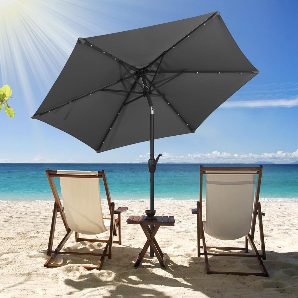 Tangkula 7.5FT Solar LED Patio Umbrella, Outdoor Heavy Duty Market Table Umbr...